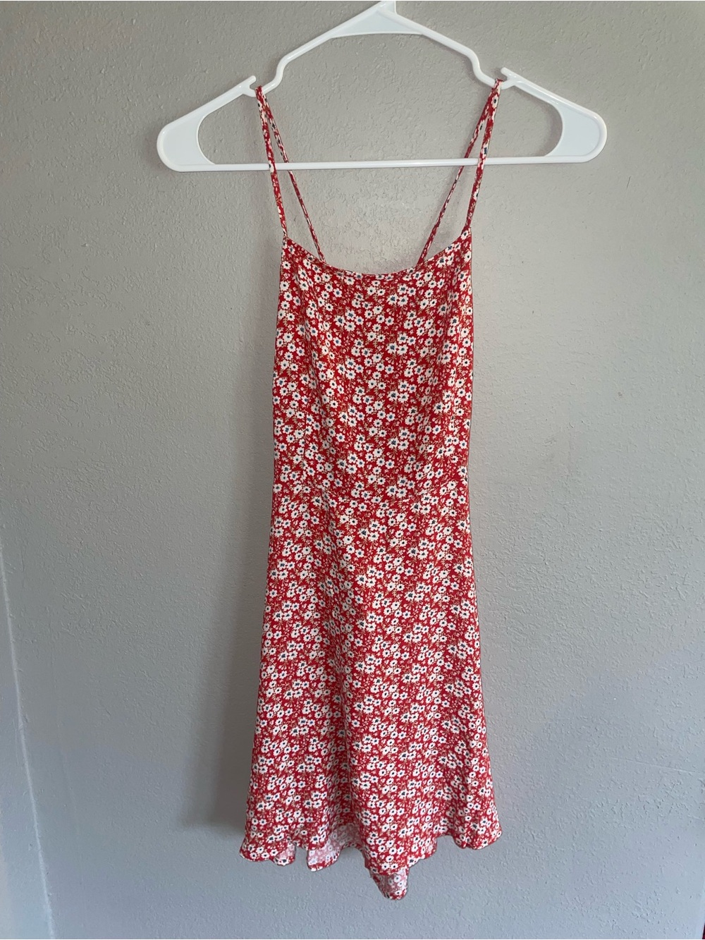 Forever 21 Red Floral Slip Dress with Small White Flowers